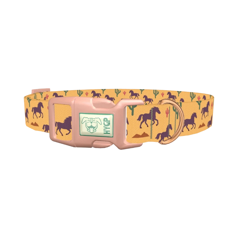 Western Desert Horse Dog Collar - plastic rose gold