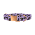 Purple Black Cat Halloween Dog Collar - metal rose gold