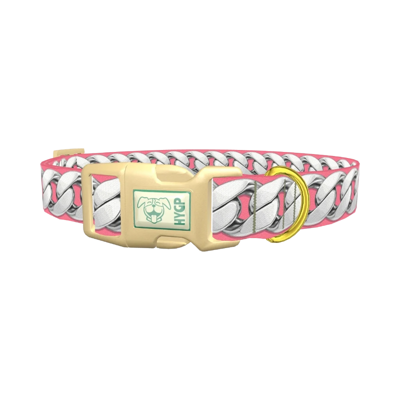 Silver Chain Pattern Dog Collar - plastic gold