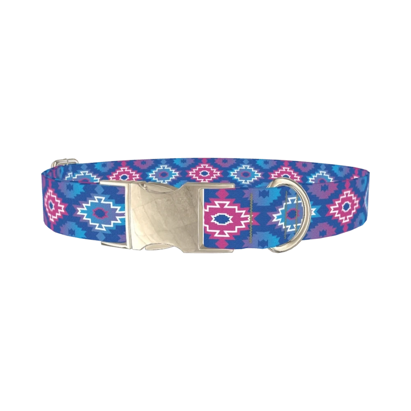 Ombre Tribal Diamond Dog Collar - metal silver
