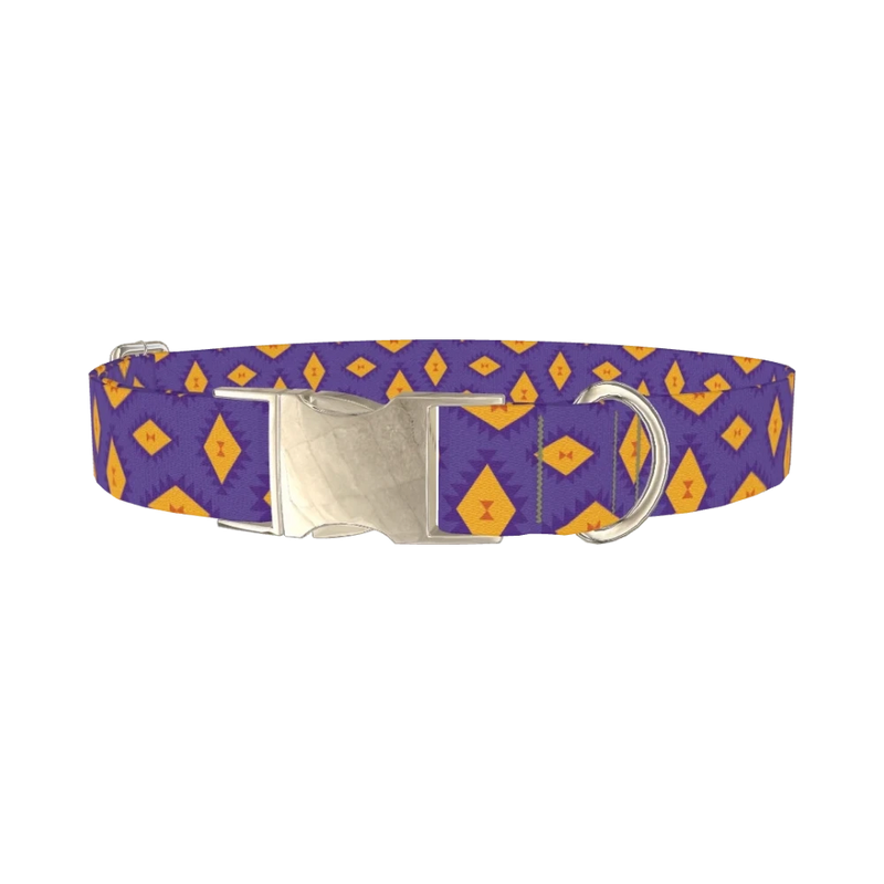 Geometric Tribal Diamond Dog Collar - metal silver