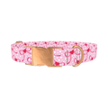 Pink Ribbon Heart 8870522388695 Dog Collar - metal rose gold