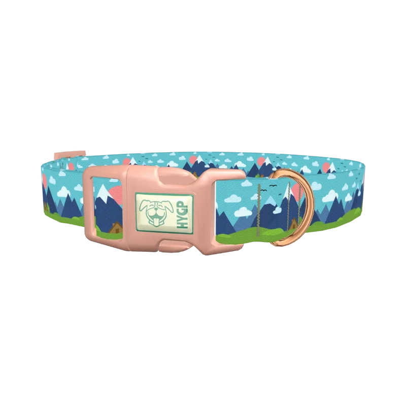 Mountain Landscape Dog Collar - plastic rose gold