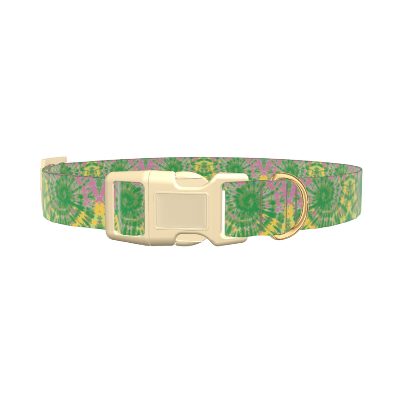Tie Dye Spiral Dog Collar - plastic silver