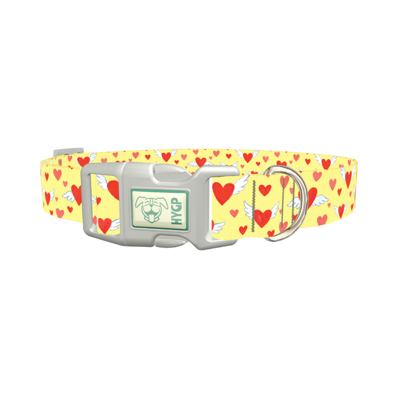 Flying Hearts Dog Collar - plastic silver
