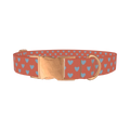 Blue Heart Valentine Dog Collar - metal rose gold
