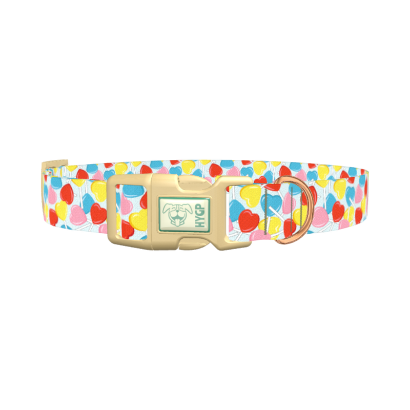 Candy Heart Dog Collar - metal rose gold