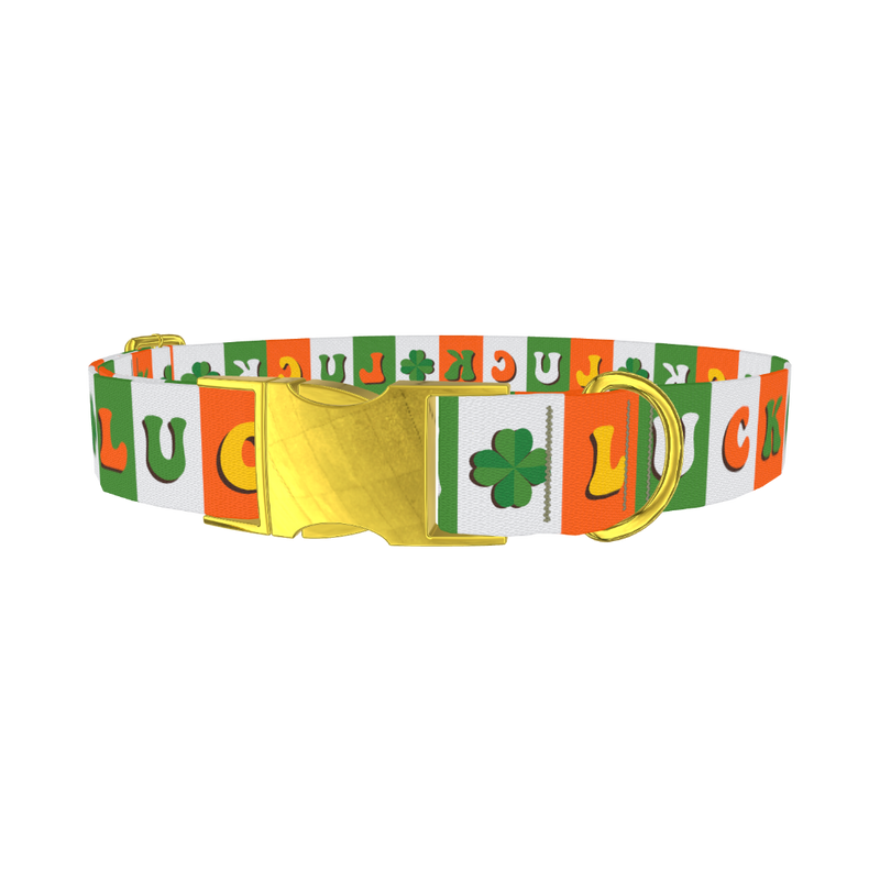 Lucky Clover Dog Collar - metal gold