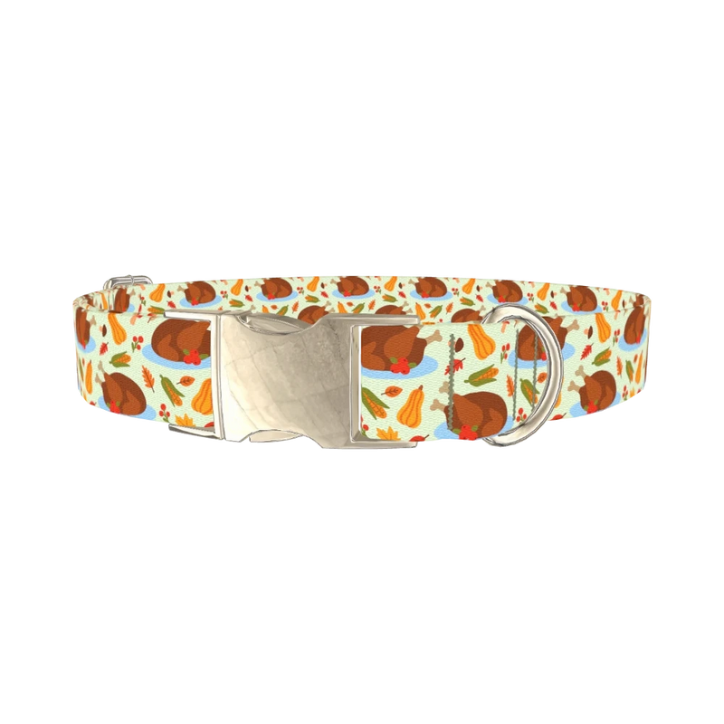 Harvest Feast Dog Collar - metal silver