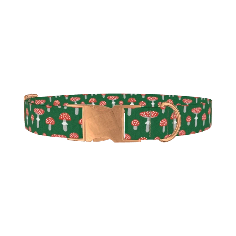 Mushroom Pattern Dog Collar - metal rose gold