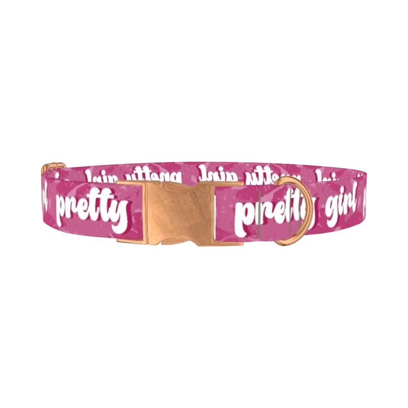 Lip Print Dog Collar - metal rose gold