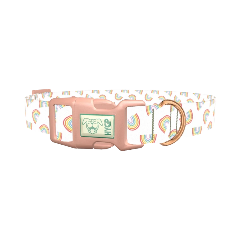 Rainbow Pattern Dog Collar - plastic rose gold