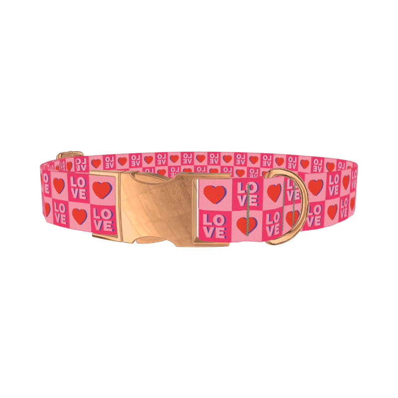Valentine Love Dog Collar - metal rose gold
