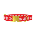 Red Snowflake Pattern Dog Collar - metal gold