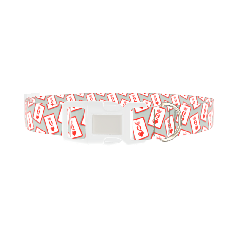 Queen of Hearts Dog Collar - plastic silver