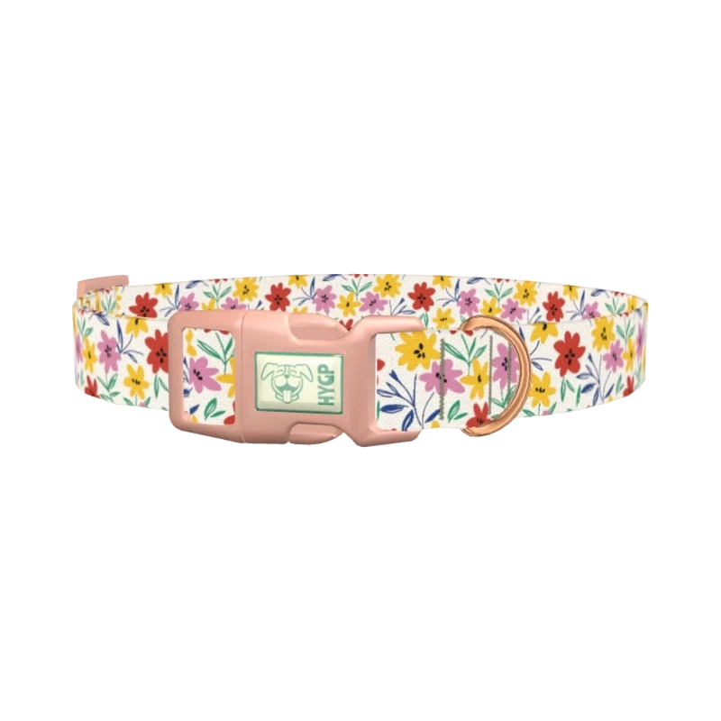 Floral Flower Dog Collar - plastic rose gold