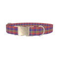 Multicolor Plaid Dog Collar - metal silver