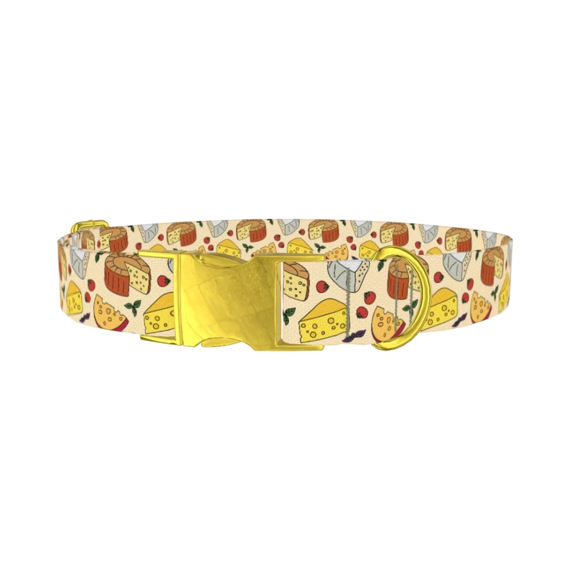 Cheese and Tomato Dog Collar - metal gold