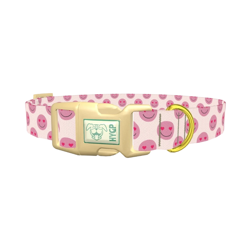 Heart Eyes Emoji Dog Collar - plastic gold