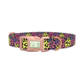 Colorful Leopard Print Dog Collar - plastic rose gold