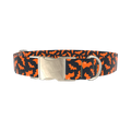 Orange Halloween Bat Pattern Dog Collar - metal gold