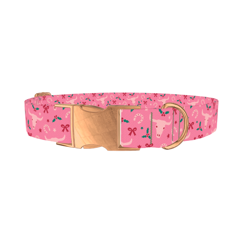 Western Holly Dog Collar - metal rose gold