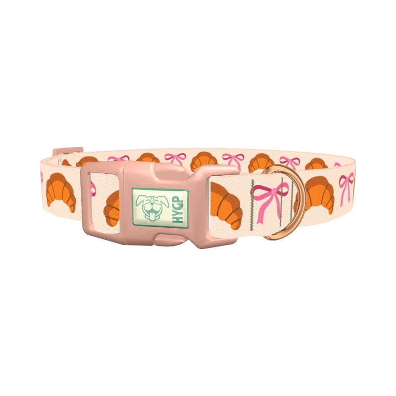 Croissant Bow Dog Collar - plastic rose gold