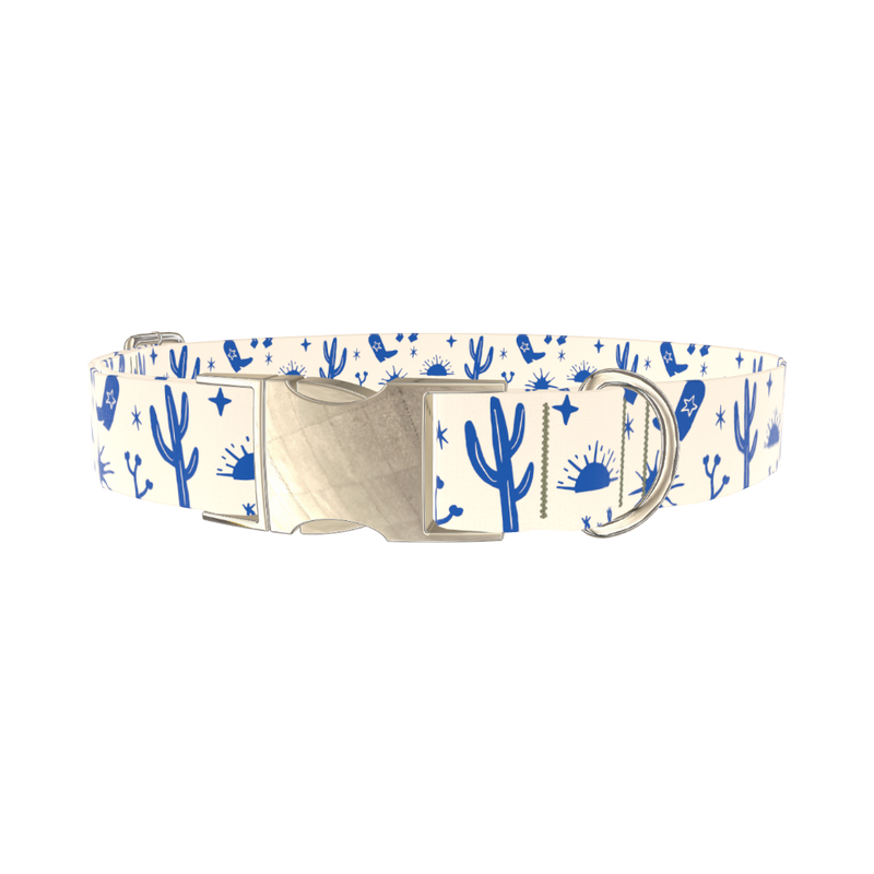 Western Desert Scene Dog Collar - metal gold