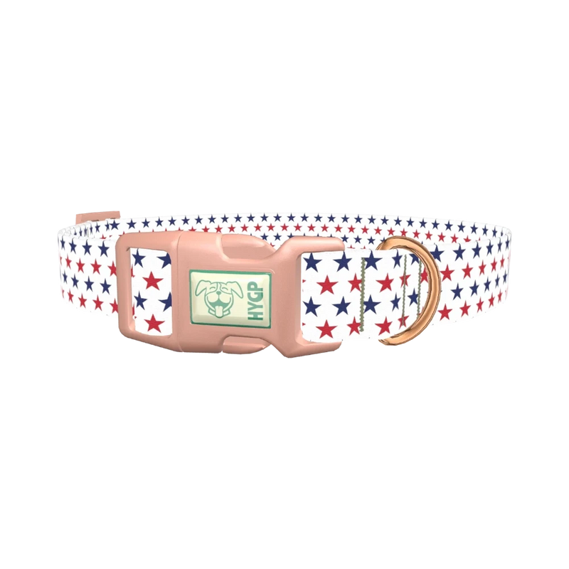 Patriotic Star Dog Collar - plastic rose gold