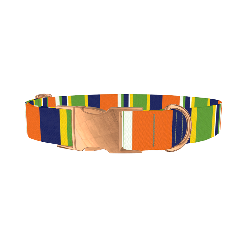 Striped Dog Collar - metal rose gold
