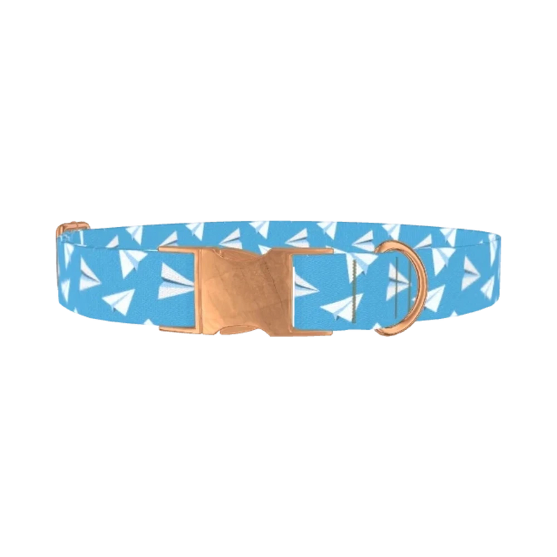 Origami Plane Dog Collar - metal rose gold