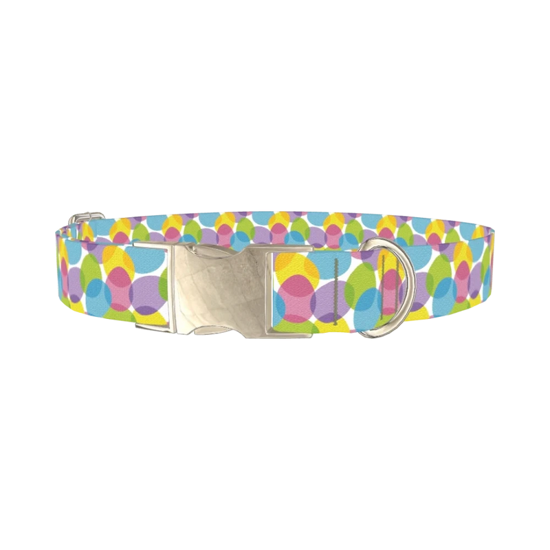 Pastel Easter Egg Dog Collar - metal silver