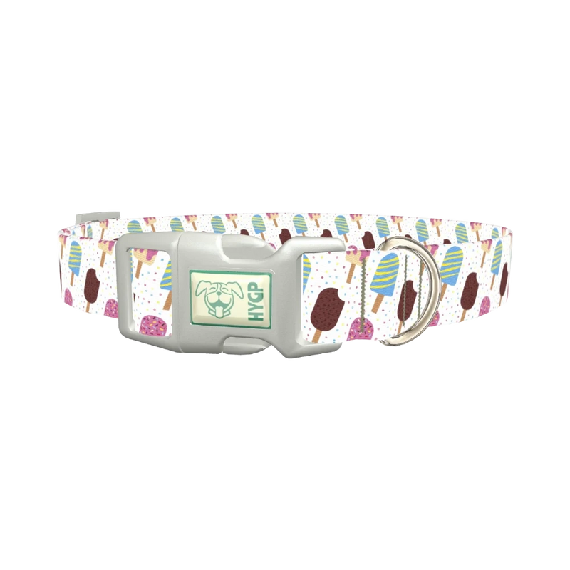 Ice Cream Treats Dog Collar - plastic silver