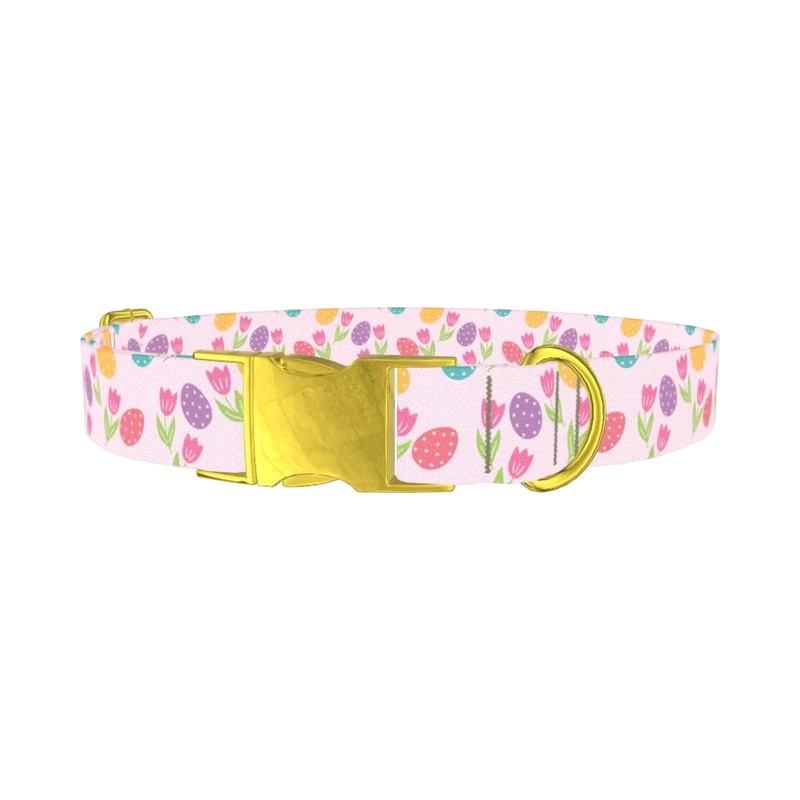 Easter Floral Dog Collar - metal gold