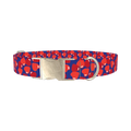 Navy Heart Pattern Dog Collar - metal silver