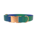 Gradient Blue Dog Collar - metal rose gold
