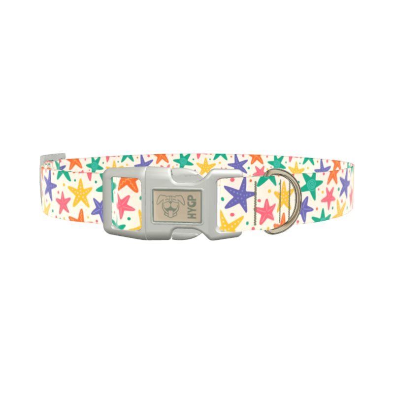 Starfish Mix Dog Collar - plastic gold