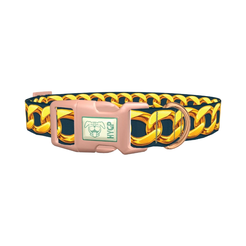 Gold Chain Link Dog Collar - plastic rose gold