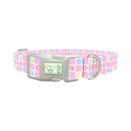 Floral Check Dog Collar - plastic silver