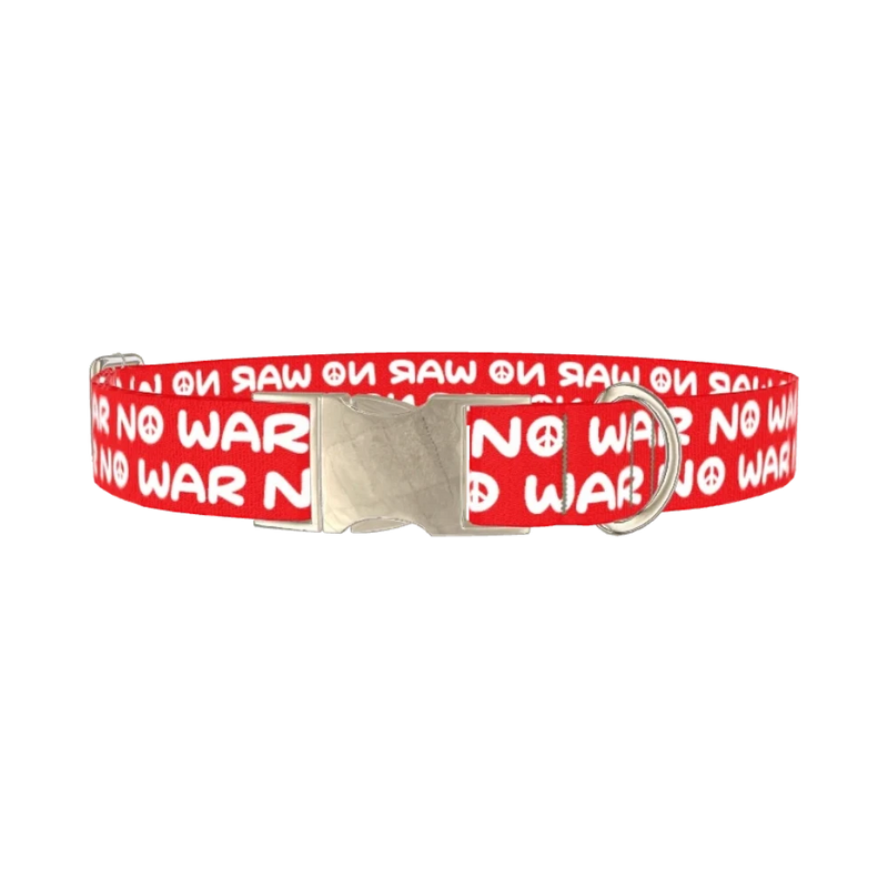 Peace Message Dog Collar - metal silver