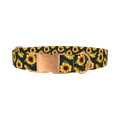 Sunflower Pattern Black Dog Collar - metal rose gold
