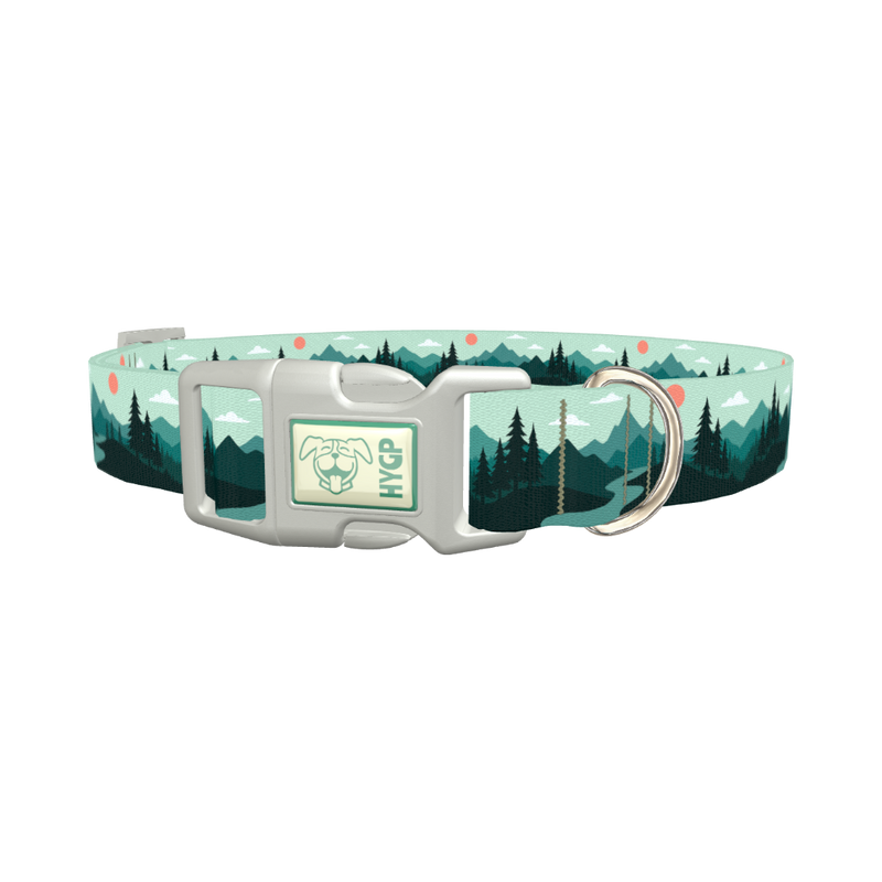 Forest Mountain Dog Collar - plastic silver