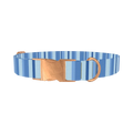 Blue Hexagonal Stripe Dog Collar - metal rose gold