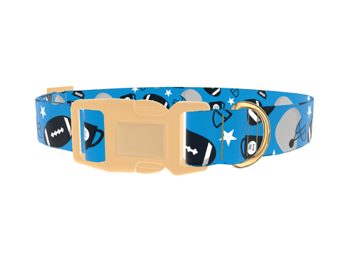 Blue Football Trophy Dog Collar