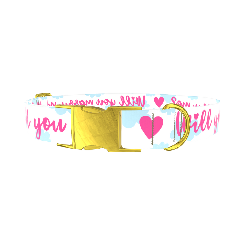 Romantic Heart Dog Collar - metal rose gold