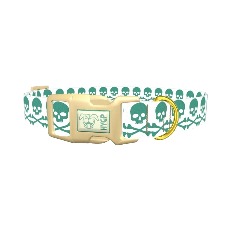 Skull and Crossbones Dog Collar - plastic gold