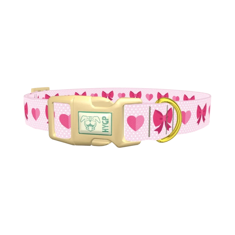 Valentine Ribbon Dog Collar - plastic gold