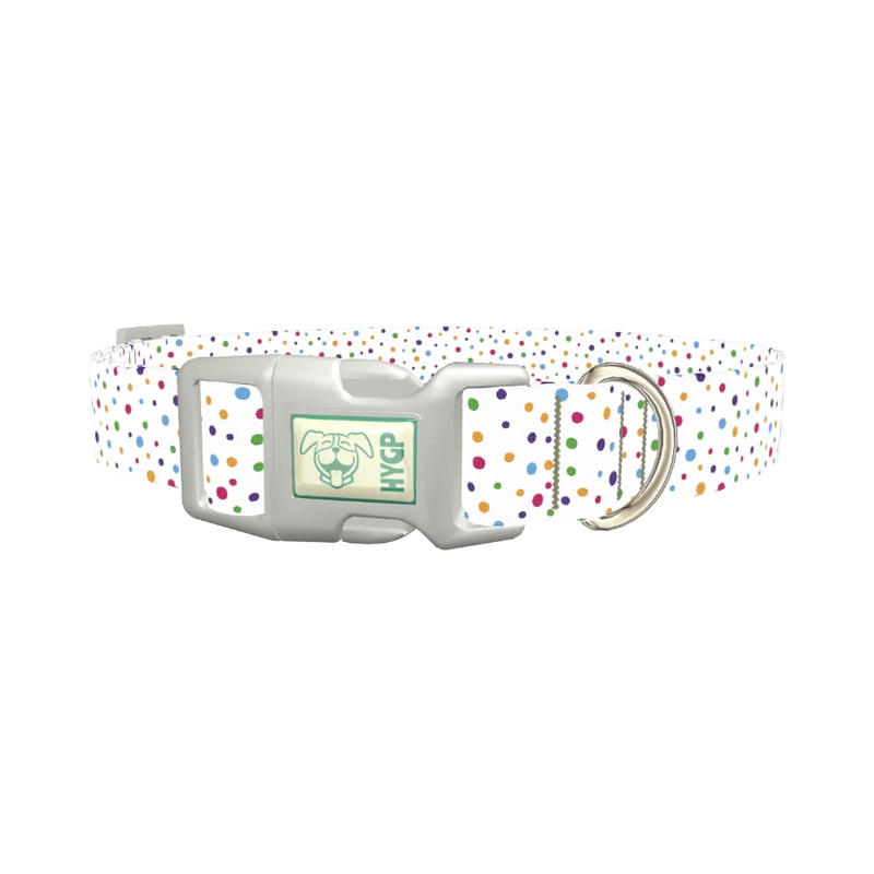 Colorful Polka Dot Dog Collar - plastic silver