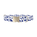 Navy Geometric Shapes Dog Collar - metal silver