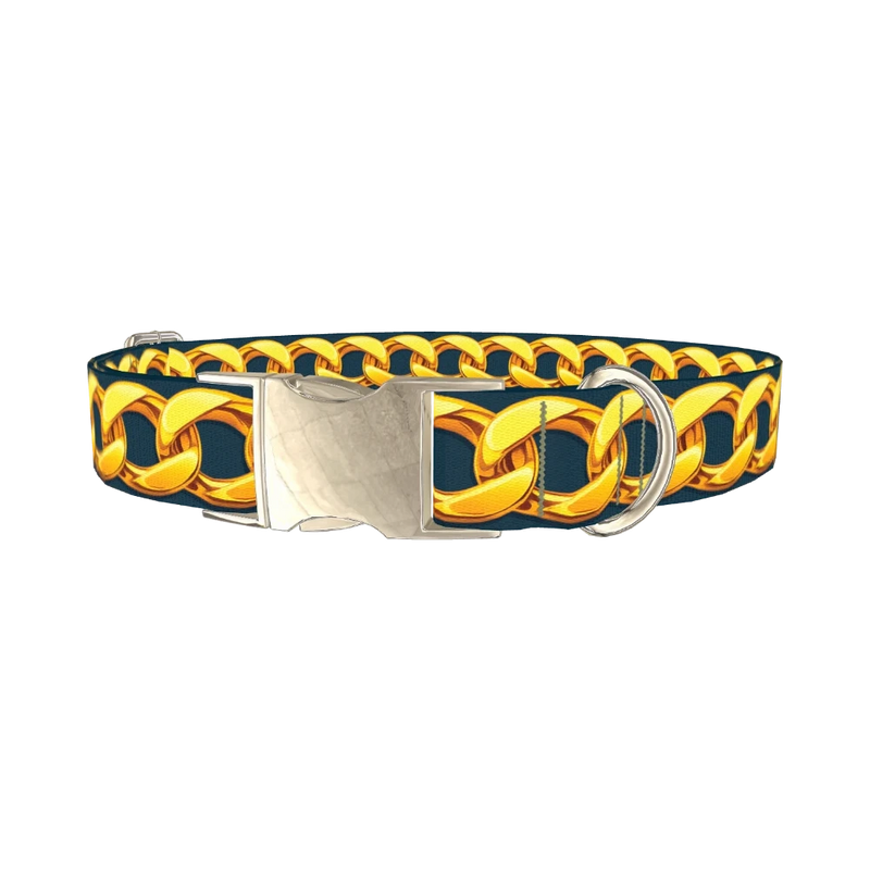 Gold Chain Link Dog Collar - metal silver